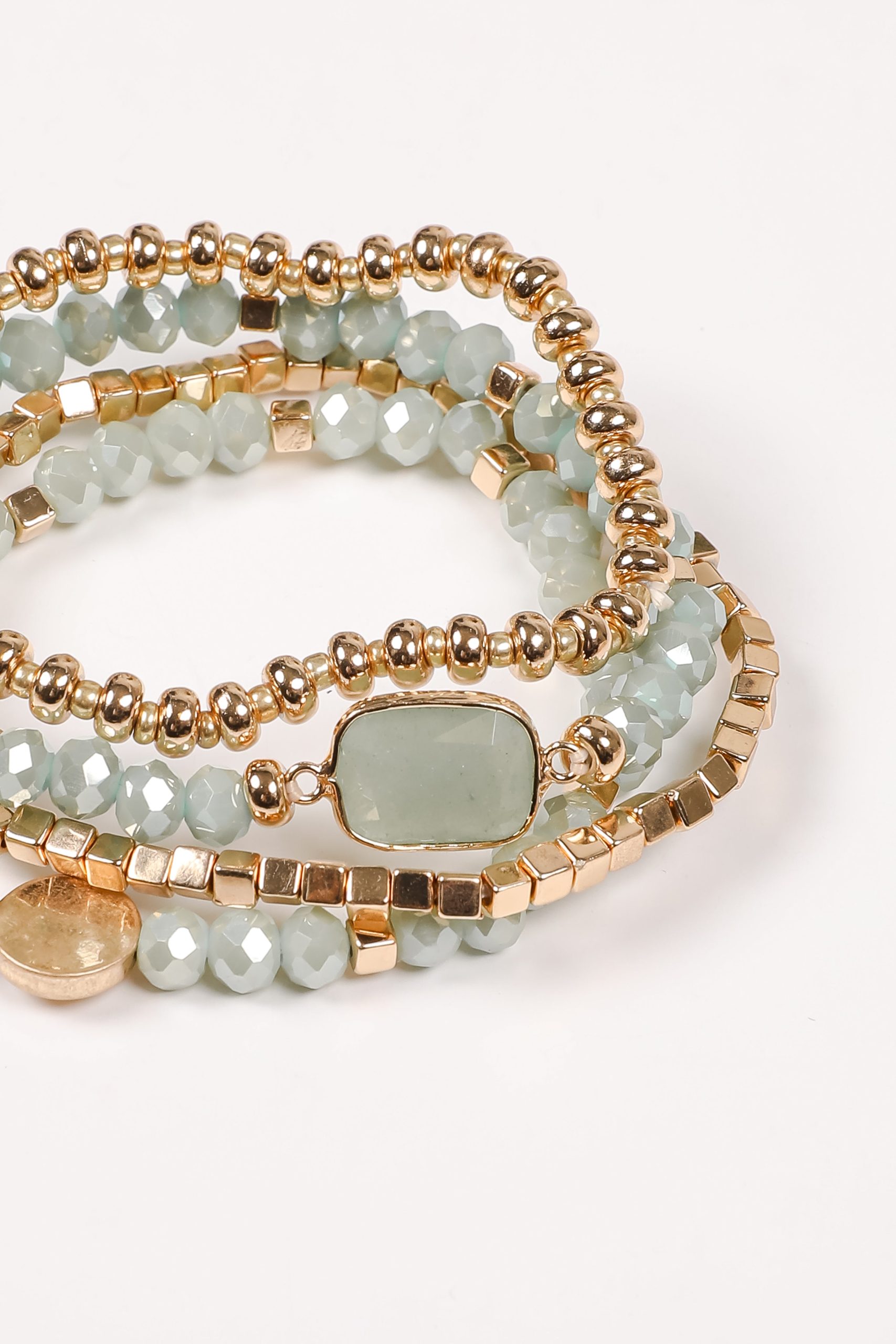 Emily Mint Beaded Bracelet Set - Image 2
