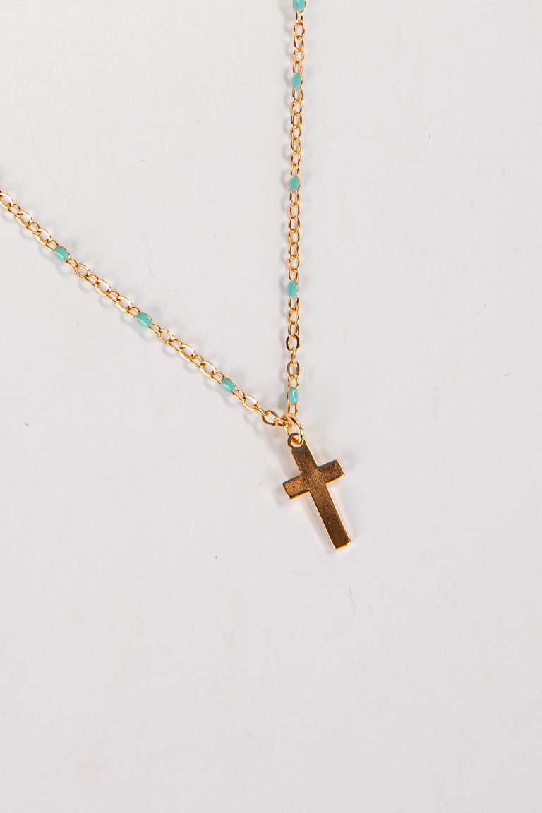 Ayla Mint Cross Charm Necklace