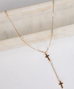 Alisha Mint Cross Necklace