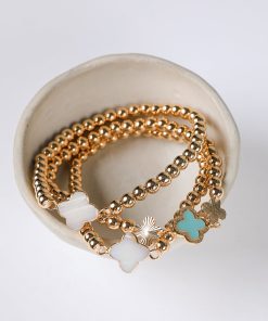 Maggie Beaded Quatrefoil Charm Bracelet Set