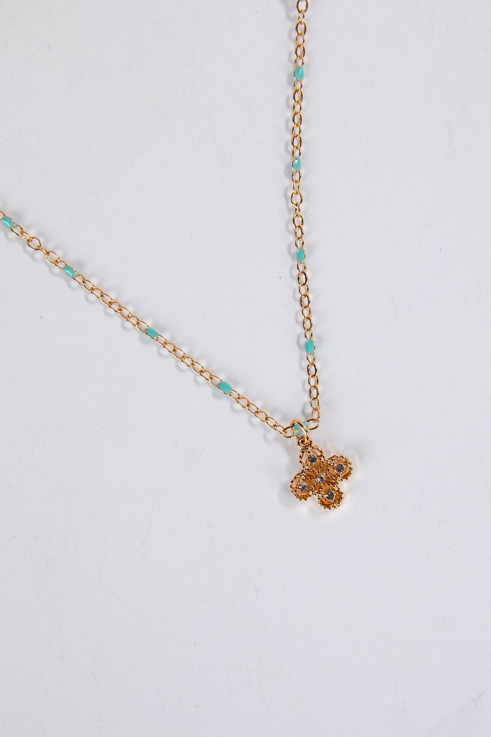 Emery Mint Quatrefoil Charm Necklace