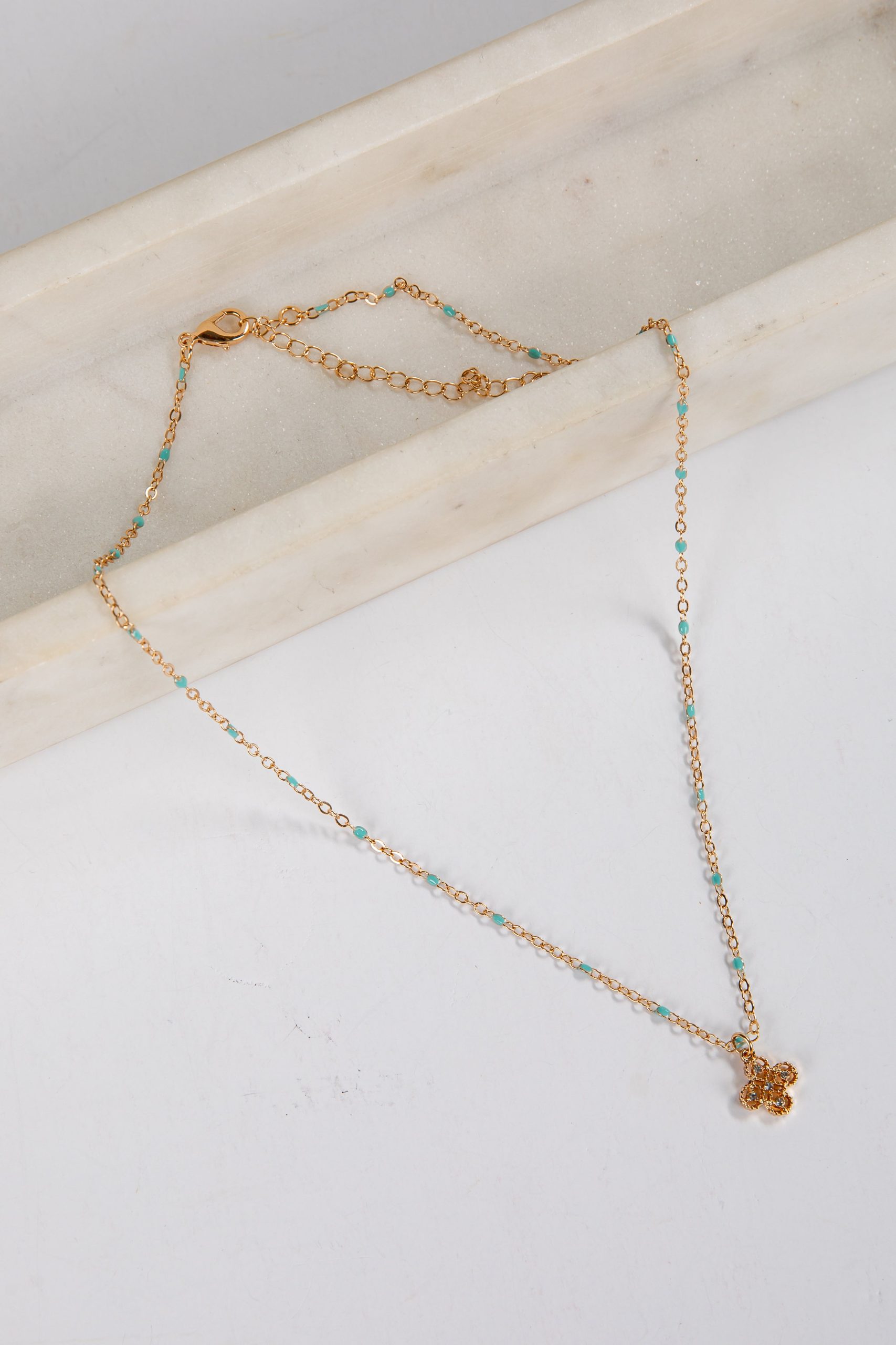 Emery Mint Quatrefoil Charm Necklace - Image 4