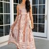 Always The One Mocha Printed Midi Dress
