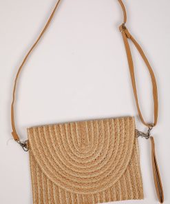 I Know The Way Tan Straw Clutch