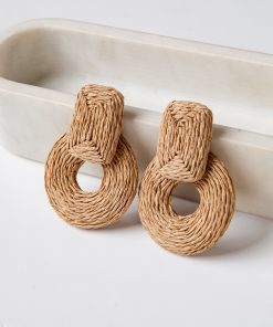 Maribel Woven Natural Circle Earrings