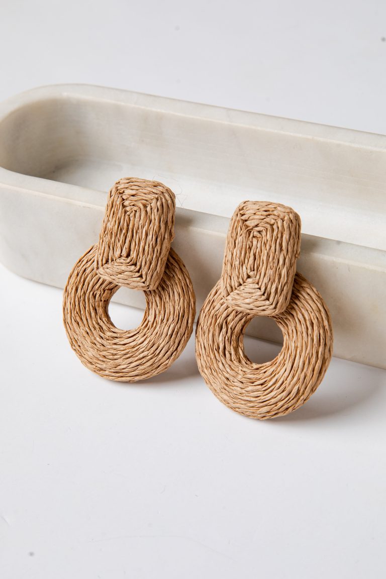 Maribel Woven Natural Circle Earrings