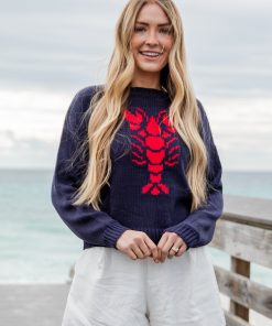 Harbor Lobster Navy Knit Sweater