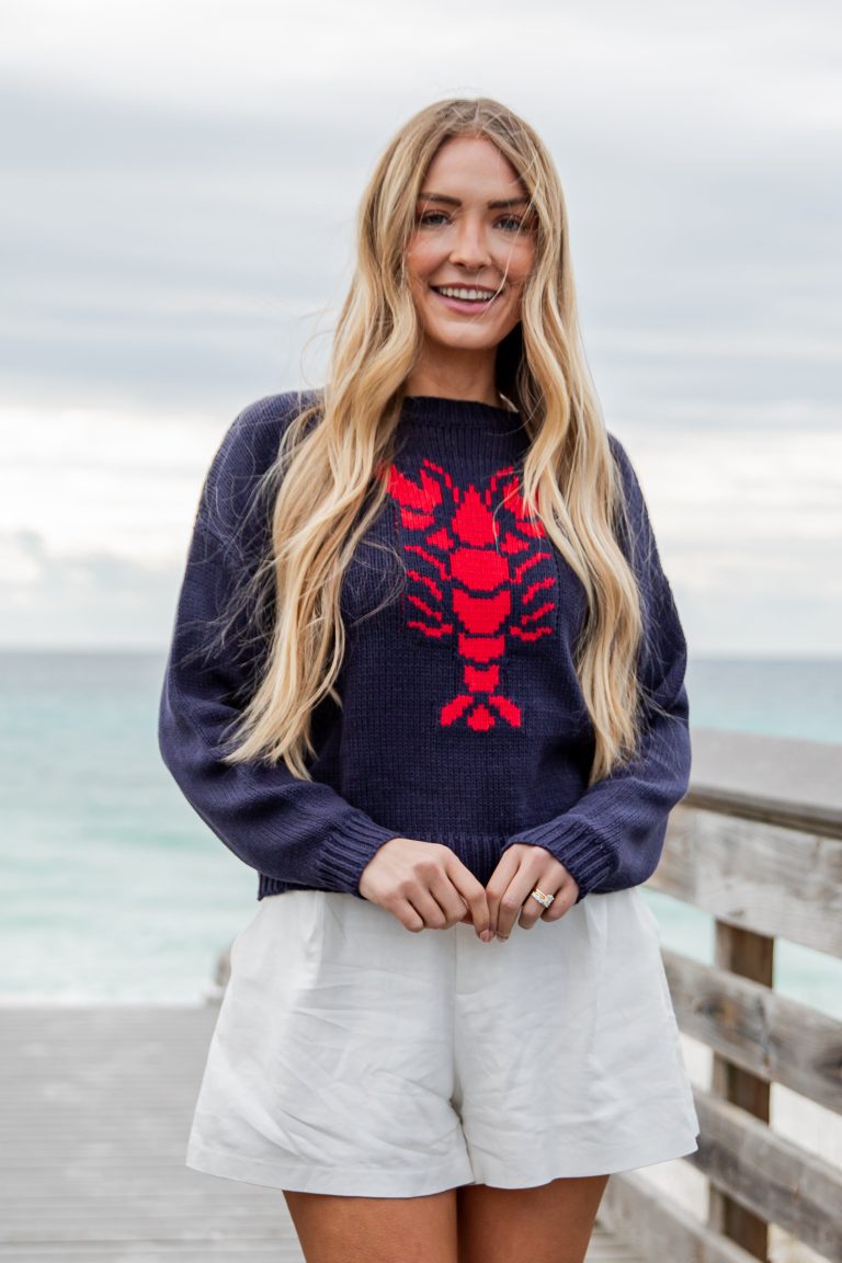 Harbor Lobster Navy Knit Sweater