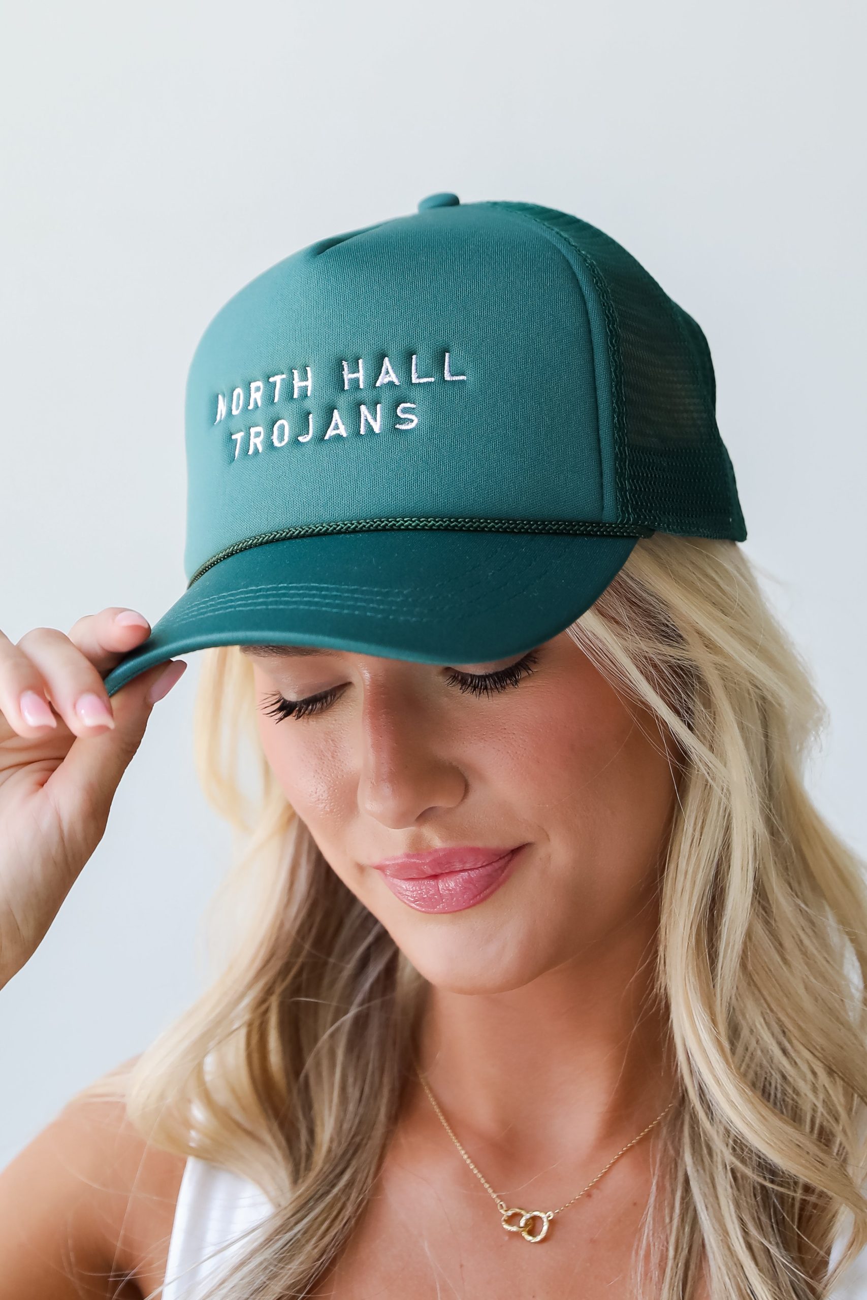 Hunter Green North Hall Trojans Trucker Hat - Image 2