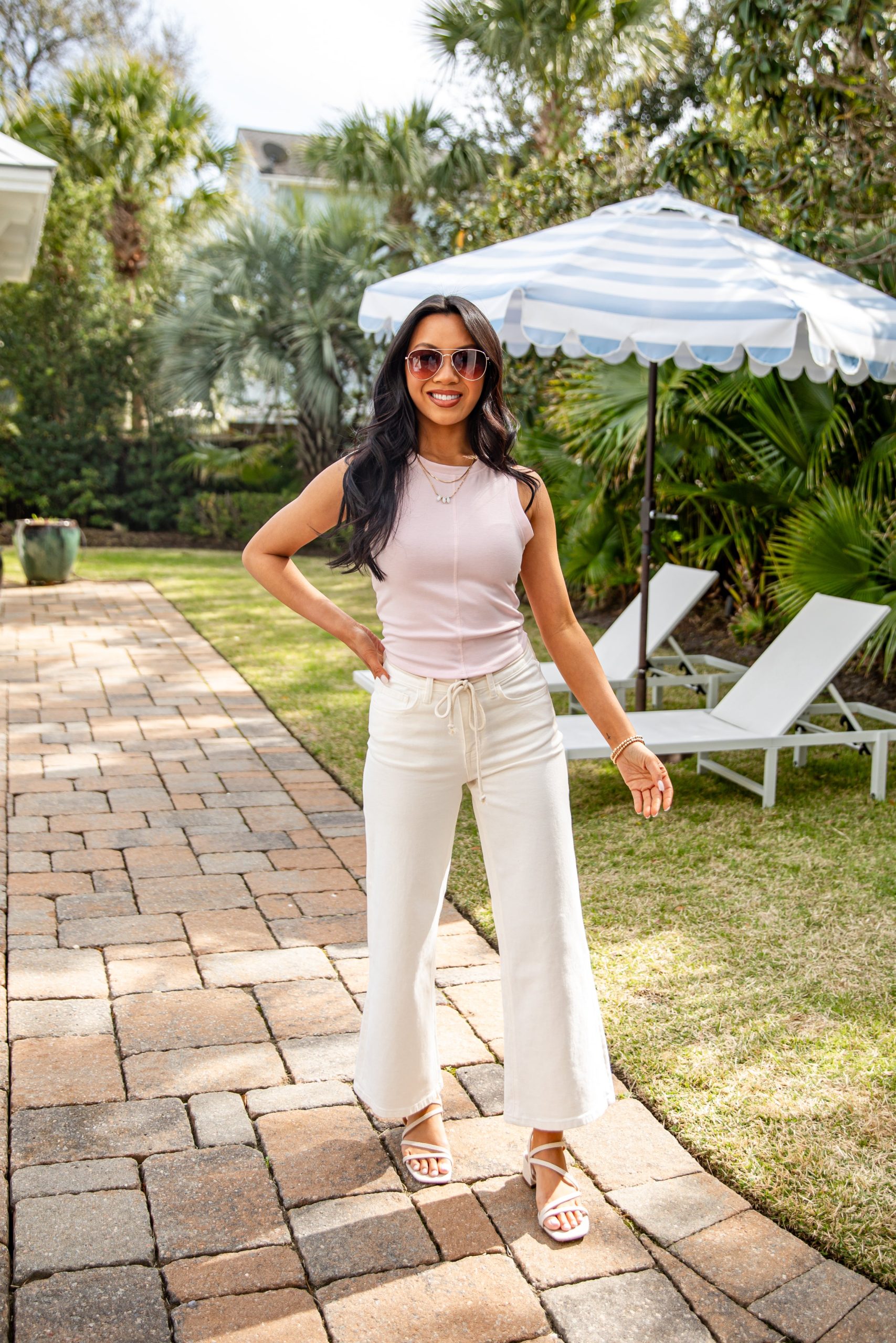 Saylor High-Rise Wide Leg Off White Denim Jeans - Image 3