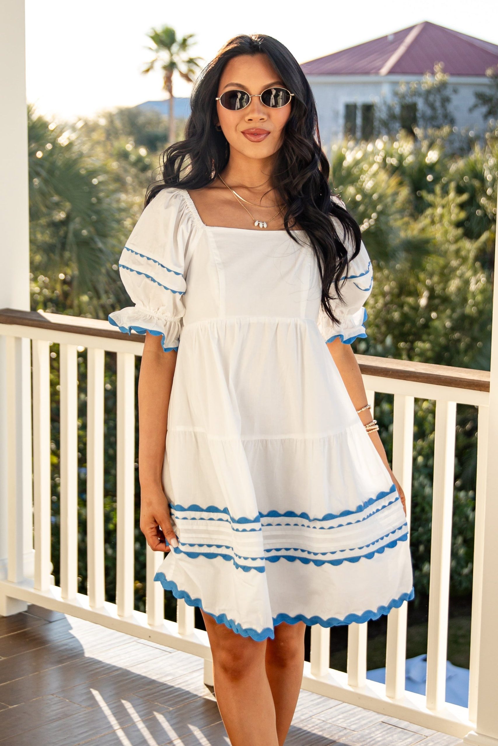 Courtyard Brunch Puff Sleeve Off White Mini Dress