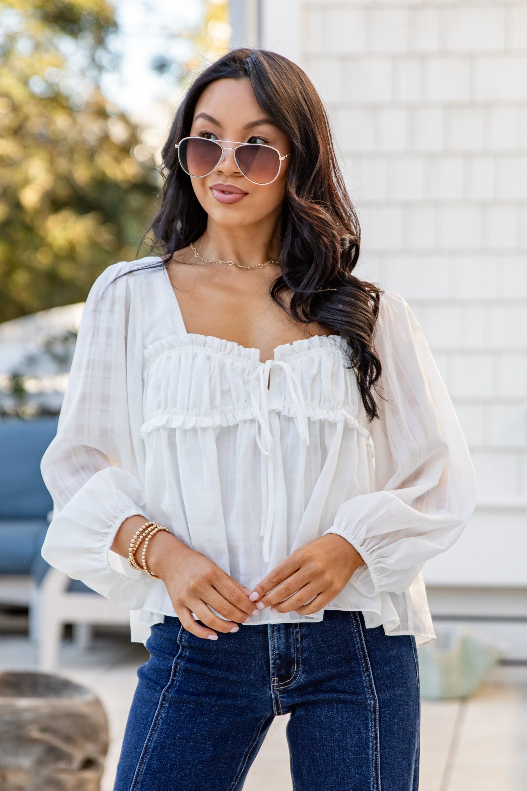 Morning Light Off White Peplum Blouse