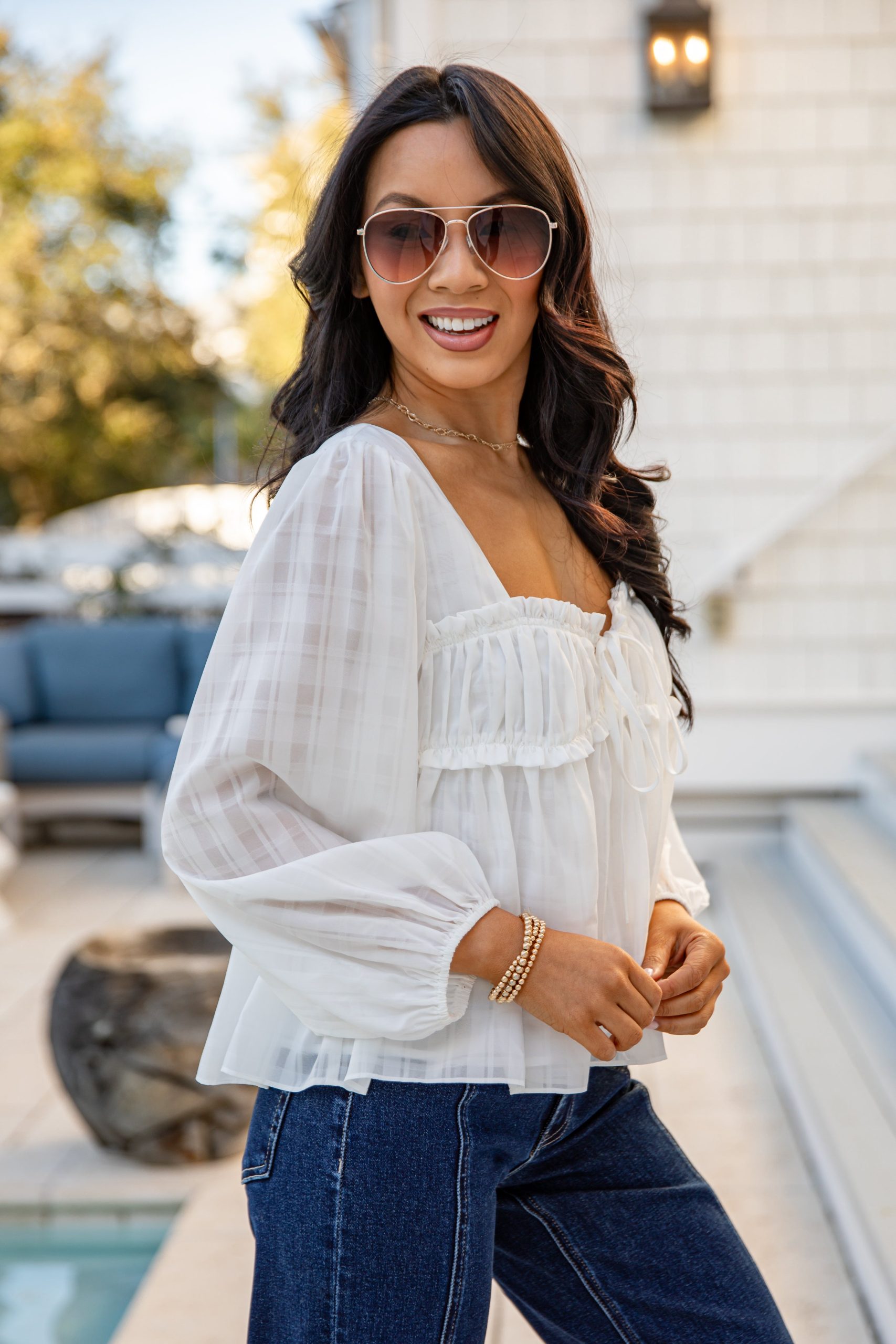 Morning Light Off White Peplum Blouse - Image 5