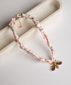 Lilah Pink Bandana Charm Necklace