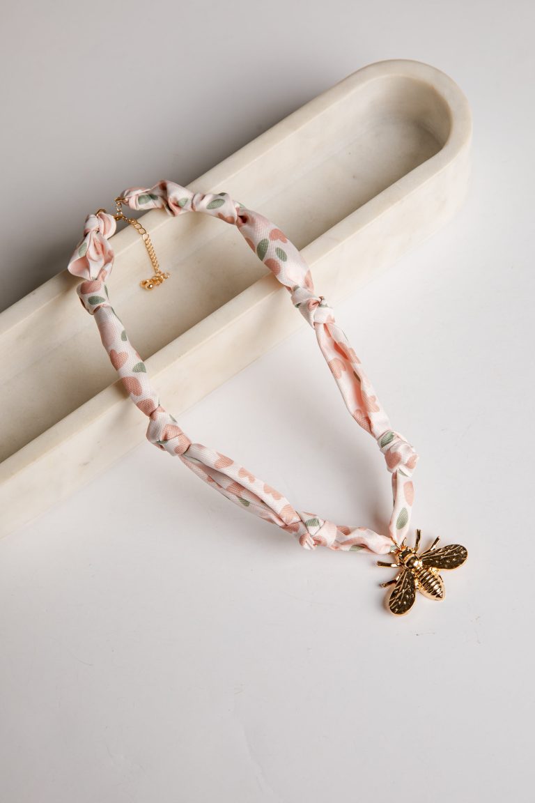 Lilah Pink Bandana Charm Necklace