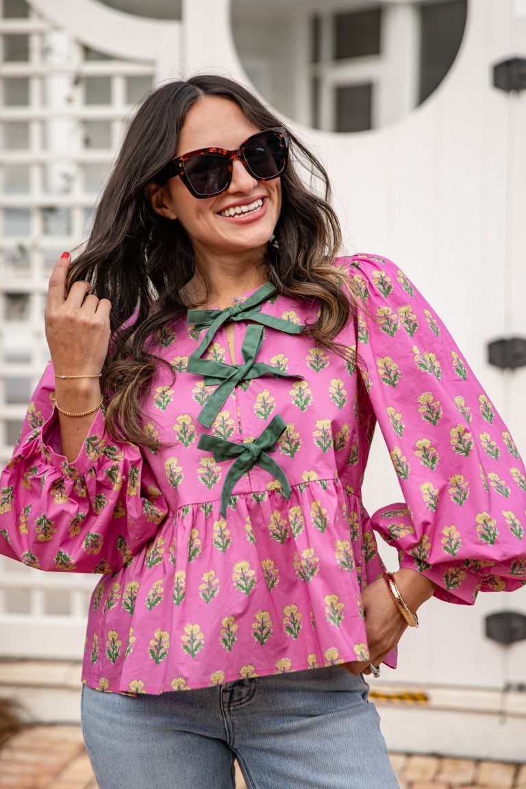FINAL SALE - Rosewood Charm Floral Bow Front Blouse