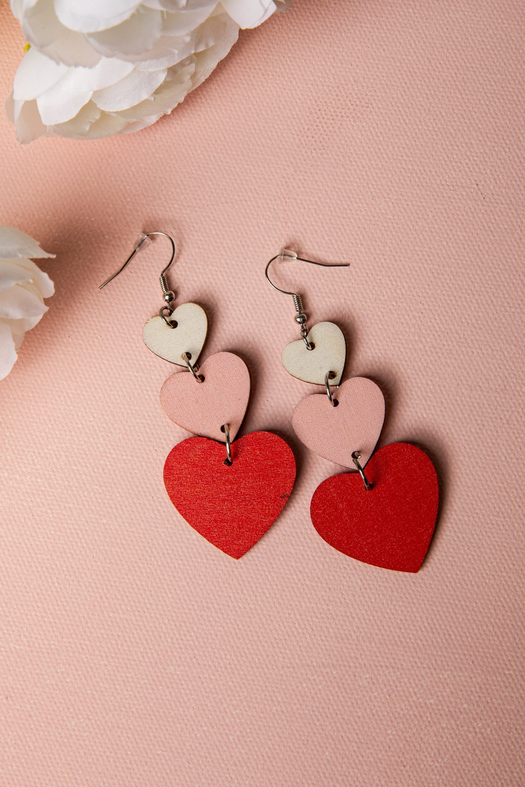 Marlow Pink Heart Cascade Earrings