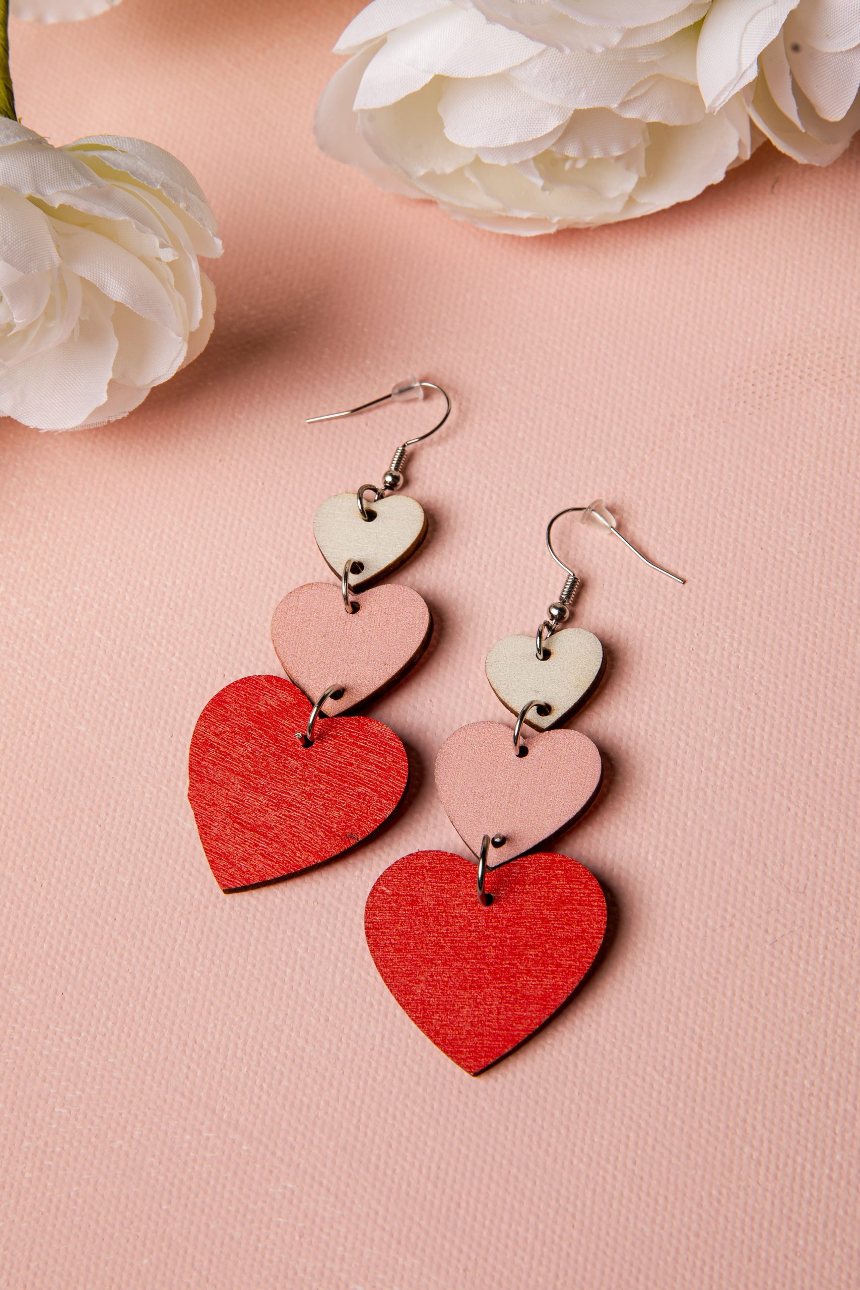 Marlow Pink Heart Cascade Earrings - Image 2