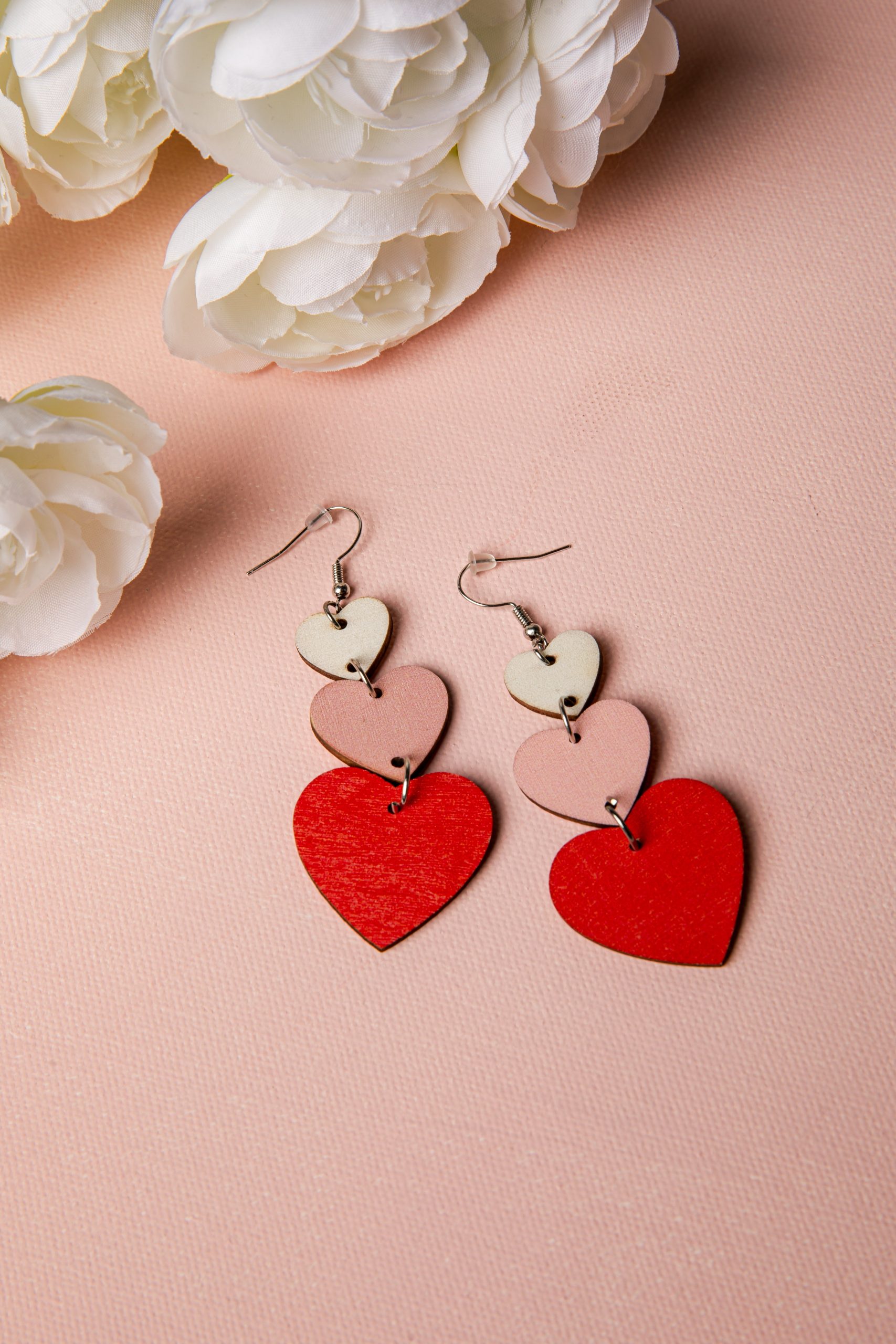 Marlow Pink Heart Cascade Earrings - Image 3