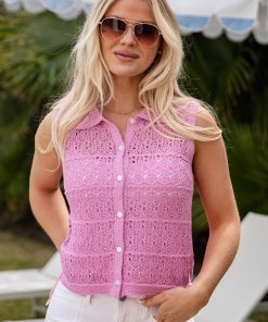 Playful Pop Pink Sleeveless Knit Top