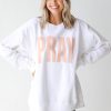 White Oversized Pray Sweatshirt