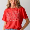 Red Atlanta Baseball Block Letter Tee