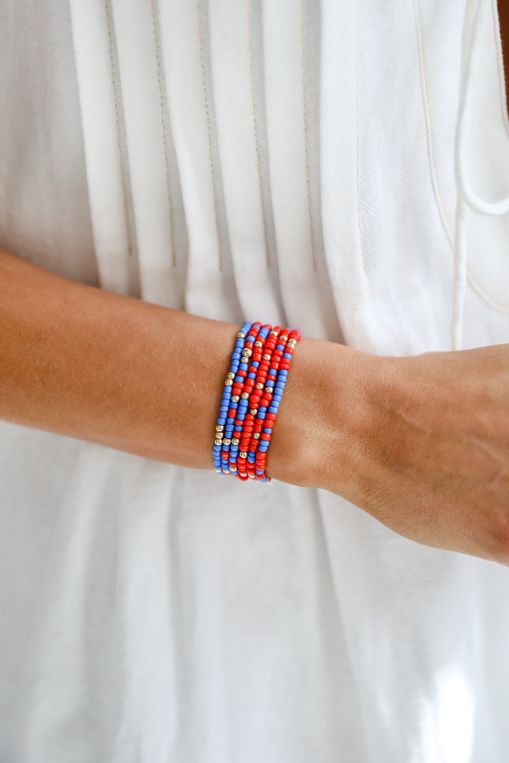 Hallie Blue/Red Beaded Bracelet Set - Image 4