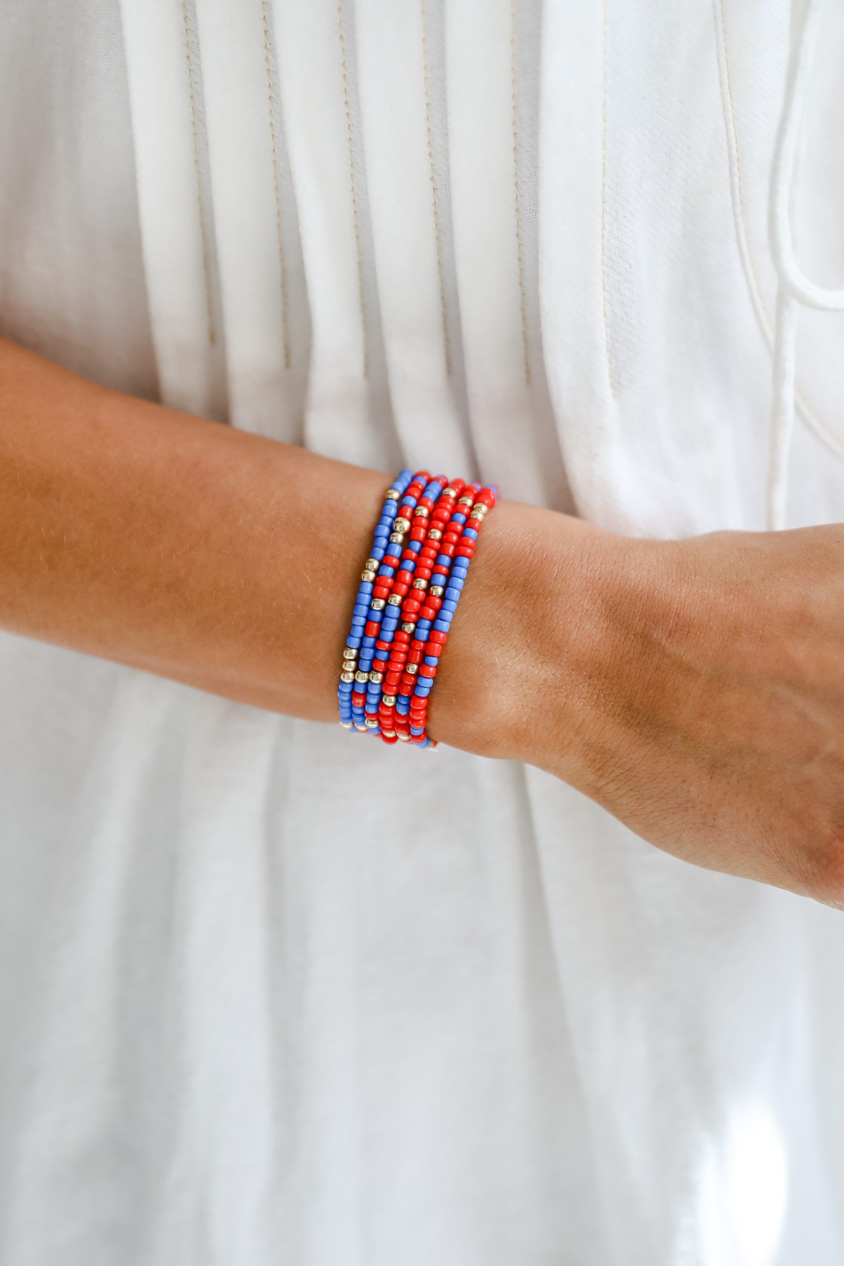 Hallie Blue/Red Beaded Bracelet Set - Image 2
