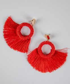 Madison Red Fringe Statement Earrings