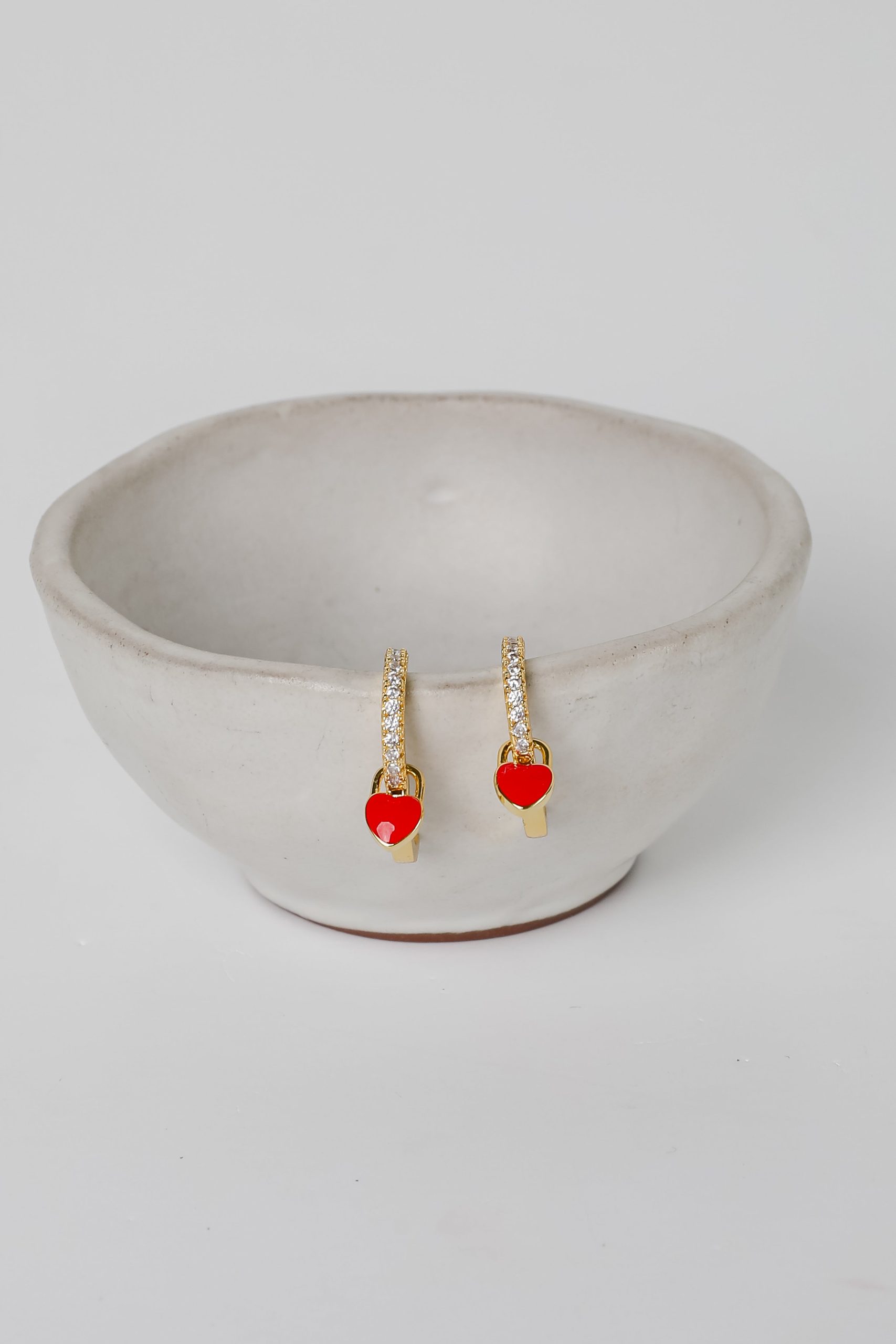 Riley Red Heart Charm Mini Hoop Earrings - Image 4
