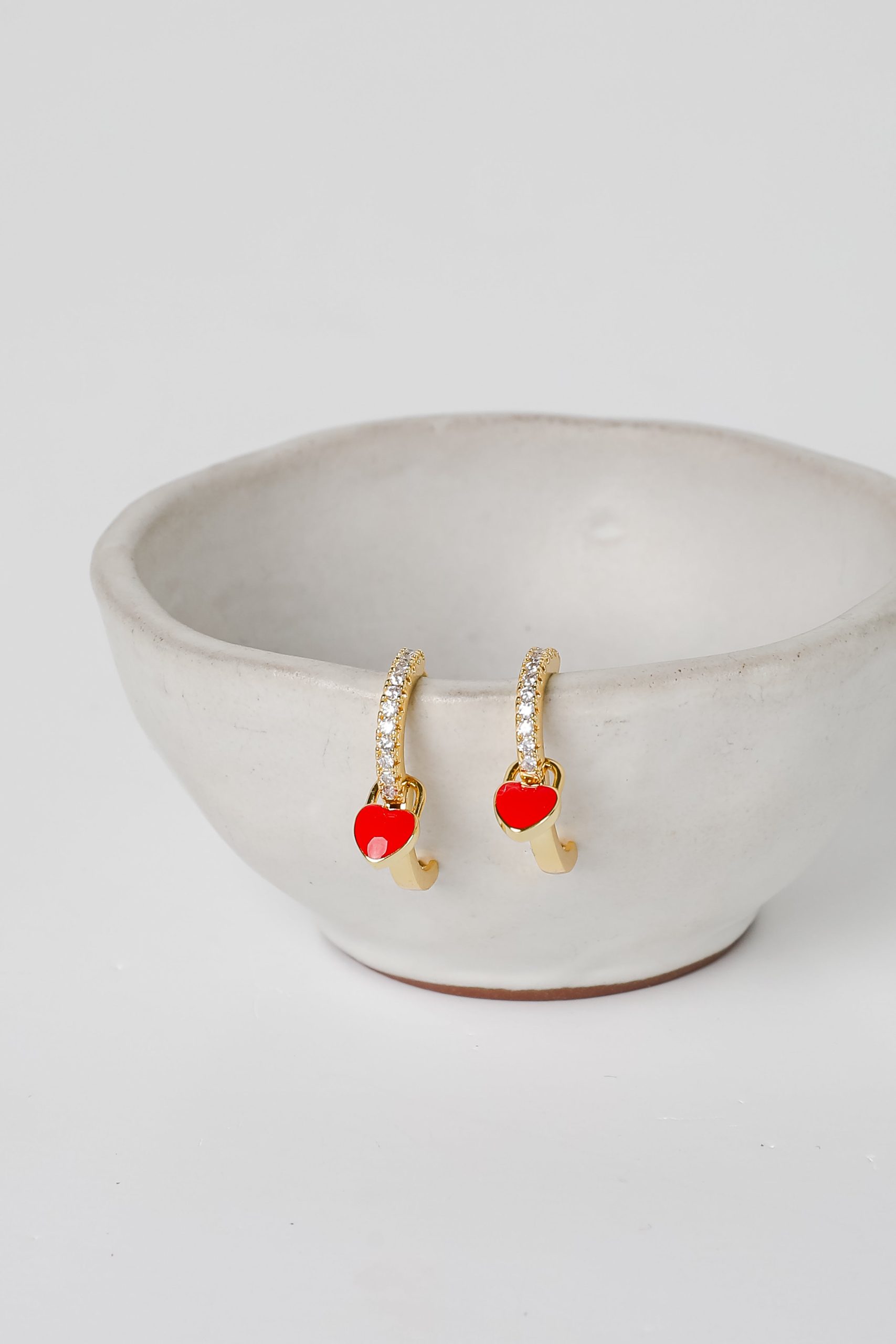 Riley Red Heart Charm Mini Hoop Earrings - Image 5