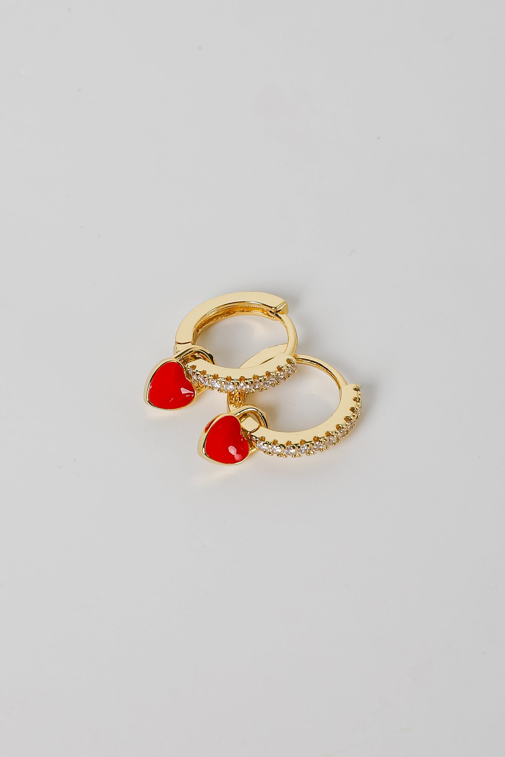 Riley Red Heart Charm Mini Hoop Earrings - Image 3