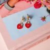 Rae Heart Lock Red Drop Earrings