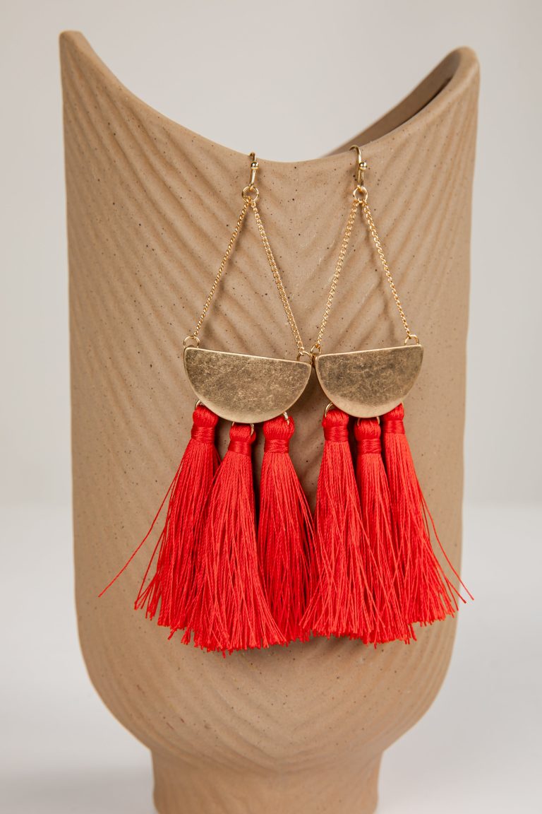 Sydney Red Tassel Earrings
