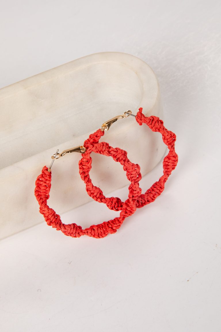 Parker Red Twist Hoop Earrings