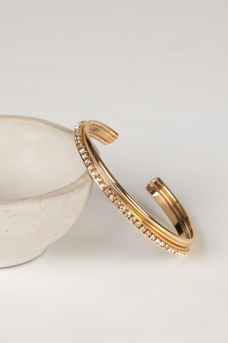 Melanie Gold Rhinestone Cuff Bracelet