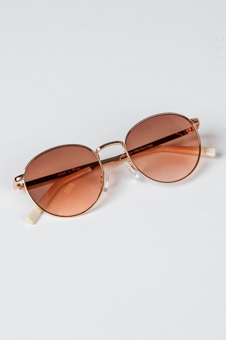 Rose Gold Luxe Round Frame Sunglasses