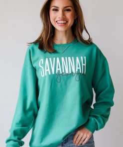 Green Savannah Georgia Script Sweatshirt