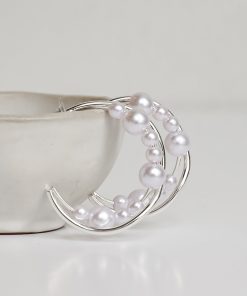 Aiden Silver Pearl Double Hoop Earrings