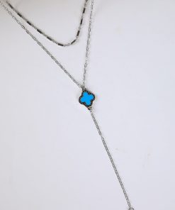 Bridget Turquoise Quatrefoil Charm Layered Necklace
