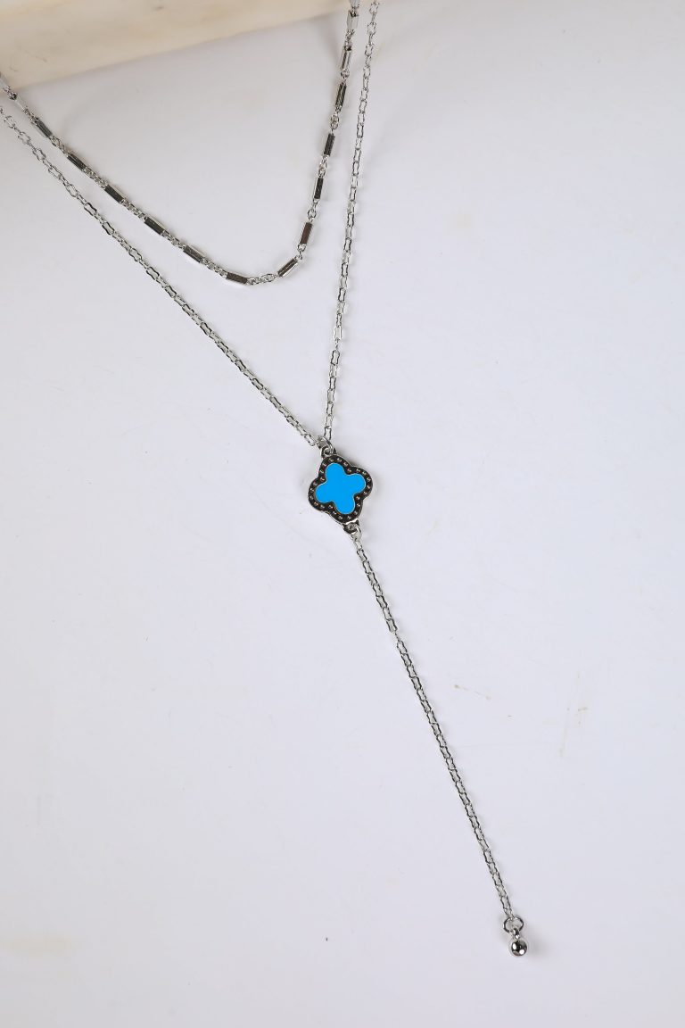 Bridget Turquoise Quatrefoil Charm Layered Necklace