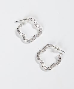 Sabrina Silver Quatrefoil Hoop Earrings