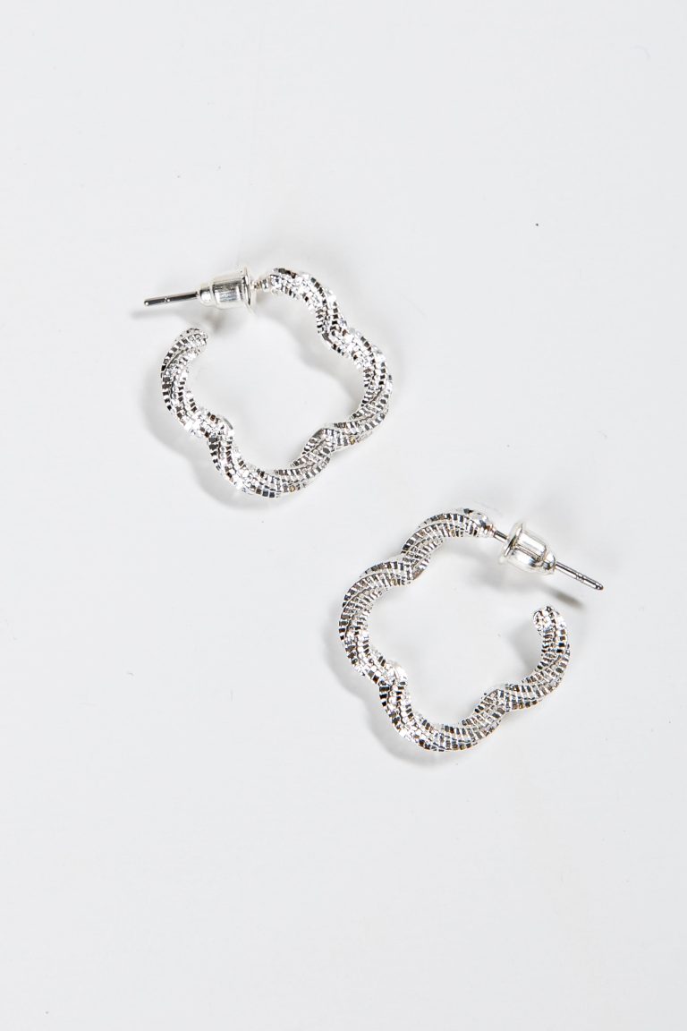 Sabrina Silver Quatrefoil Hoop Earrings