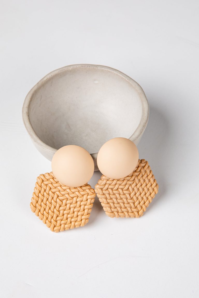 Carmella Tan Stud Drop Earrings