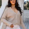 FINAL SALE - Latte Foam Button-Front Taupe Sweater