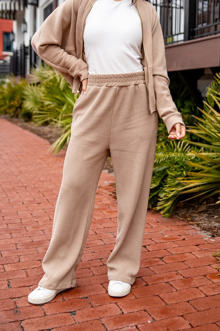 FINAL SALE - Clean Lines Taupe Corded Knit Pants