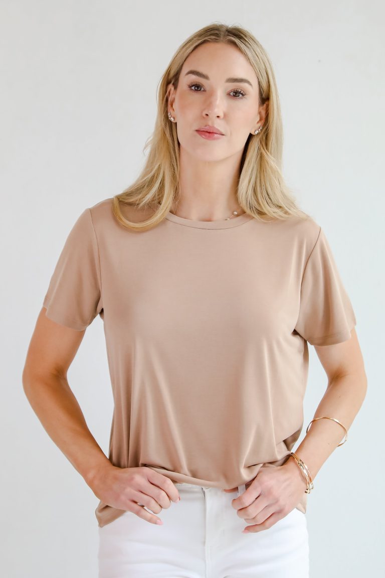 Casey Taupe Everyday Tee - DU DEAL