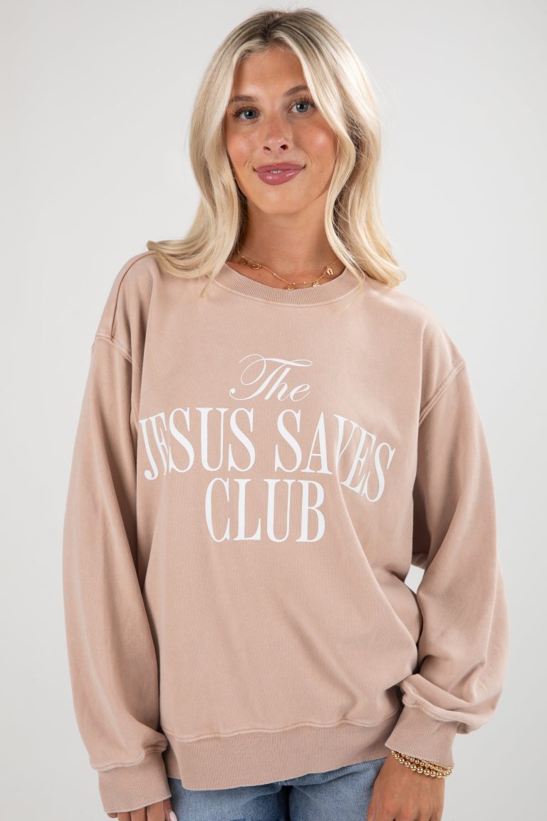 Taupe The Jesus Saves Club Sweatshirt
