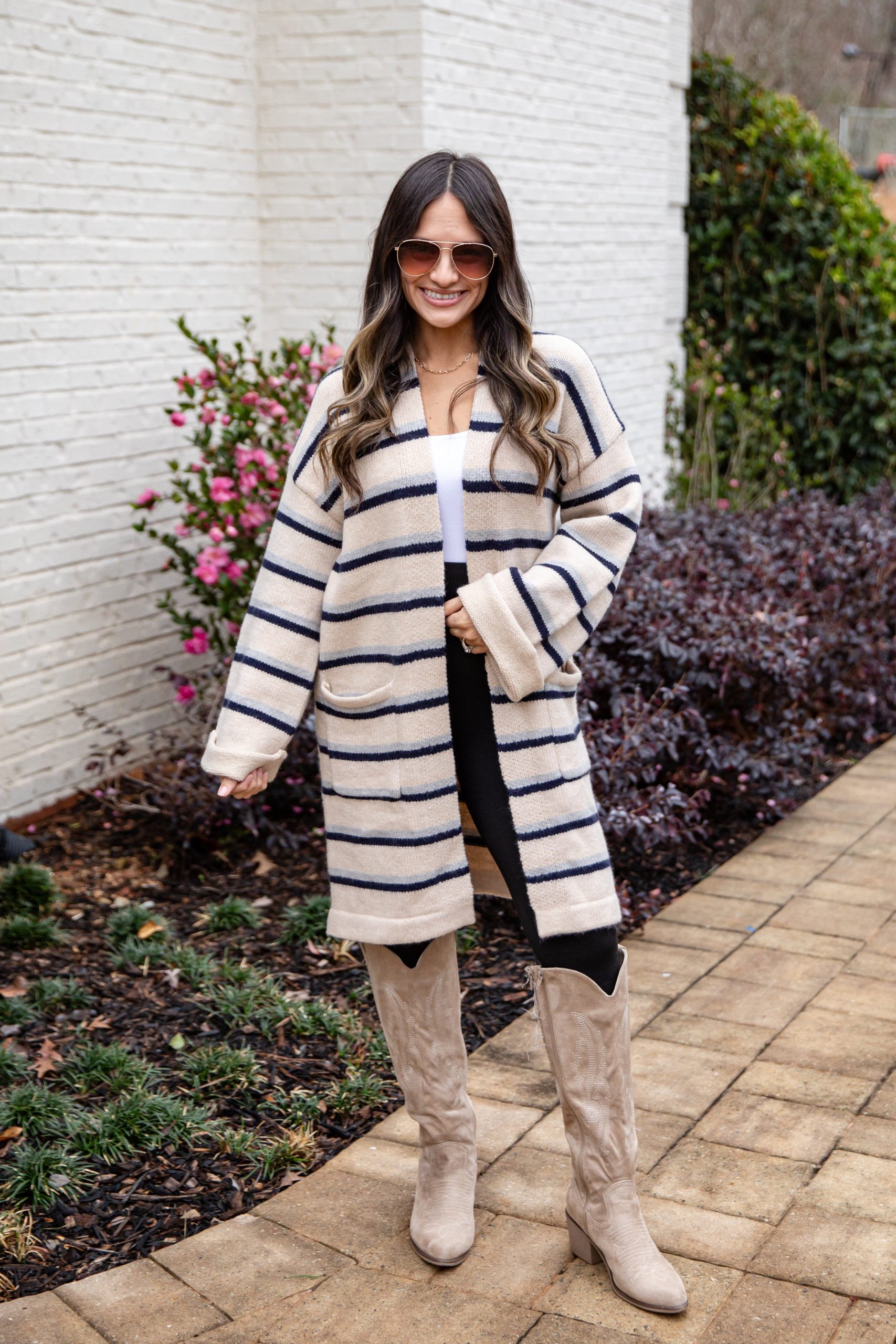 FINAL SALE - Essential Stripe Knit Taupe Cardigan - Image 3