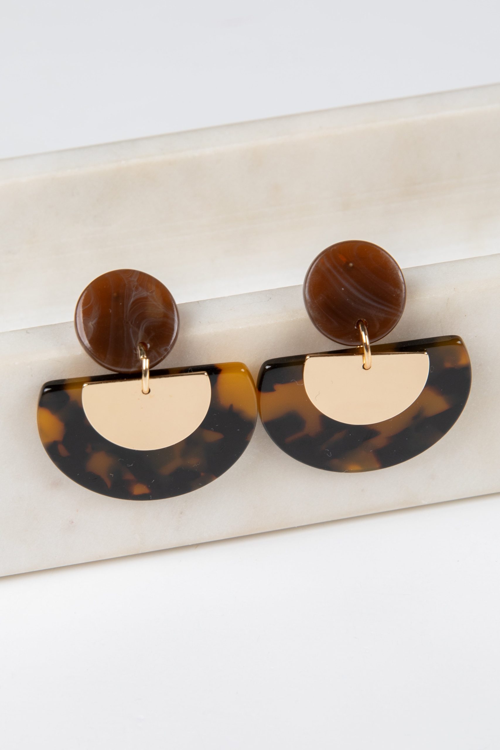Michelle Tortoise Acrylic Drop Earrings